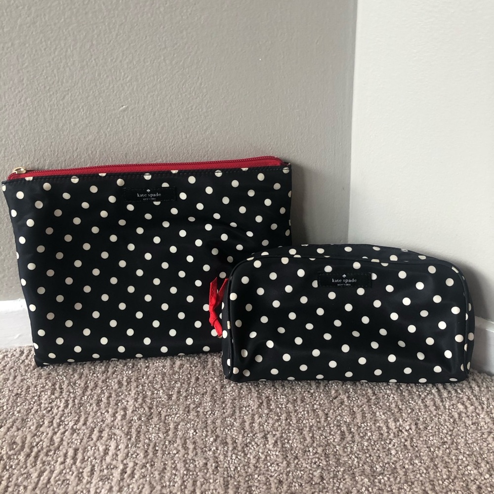 Kate spade black and white polka dot bag set